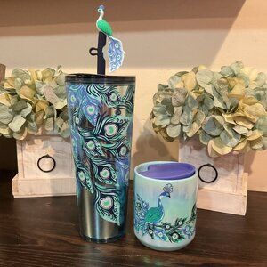 Starbucks Limited Edition Peacock Design Tumbler & Mug Set With Lid